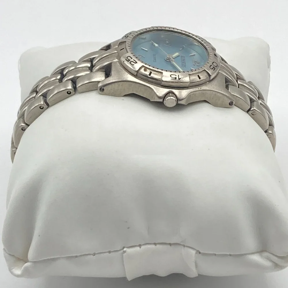 Rumours Women's Watch 29mm Silver Tone Blue Textured Dial New Battery 7.25
